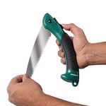 Sharpex Heavy Duty Hand-Powered Folding Cutter Steel Manganese Garden Saw|Comfort Handle|Designed For Single-Hand Use Perfect For Trimming Trees, Pruning Tree Branch And More (Green), Mannual Saw