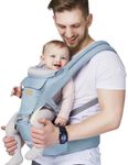Baby - Carrier, 6-in-1 Baby Carrier with Waist Stool-, FRUITEAM Baby Carrier with Hip Seat for Breastfeeding, One Size Fits All - Adapt to Newborn, Infant & Toddler (Blue)