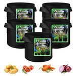 5 Pack Vegetable Grow Bags, Gardening Plant Growing Bags Breathable Non-woven Fabric Plant Pots with Handles Indoor & Outdoor Grow Containers for Vegetable/Flower/Plant/Fruits, 15 Gallon(Black)