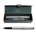 Parker Frontier Stainless Steel Chrome Trim Roller Ball Pen| Ink Color - Blue | Gift For Employees | Unique Gifts For Entrepreneurs