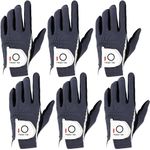 FINGER TEN Golf Gloves Men Right Left Handed Golfer Mens Glove RainGrip Hot Wet Weather Value 6 Pack, All Weather in Grey Medium (Grey, Medium, Left)