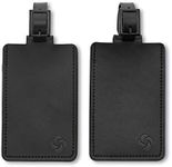 Samsonite 2-Pack Leather Luggage ID Tag, Black Logo, One Size, Black Logo, One Size, 2-Pack Leather Luggage Id Tag