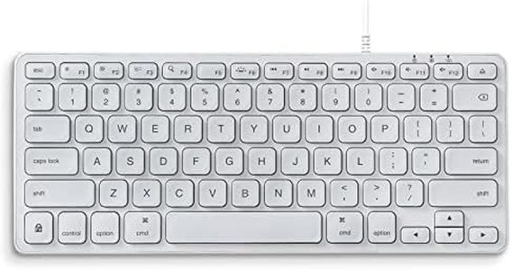 Perixx PERIBOARD-332MW Wired Backlit Scissor Keyboard - Compatible with Mac OS X and iOS Device - Mini 11.22x4.57x0.83 Inches - Scissor Keys with Big Font - White Backlit