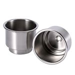 2Pcs Stainless Steel Cup Drink Holder for Boat, Universal Drink Bottle Can Cup Holder Insert Marine with Insert Drain Hole for Marine Rv Boat Yacht Car