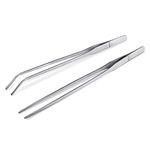 WOLEDOE 2Pcs Stainless Steel Reptile Feeding Long Tongs Tweezers for Reptile, Lizards, Gecko, Spider, Tarantula, Hedgehog, Snake, Aquarium