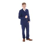 Vivaki Boys Blue Suits Royal Blue Suit Navy Formal Wedding Pageboy Party Prom 5pc Suit (13/14 Years)