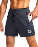 G Gradual Men's Running Shorts with Zipper Pockets Quick Dry Gym Athletic Workout 5" Shorts for Men (Dark Grey, Small)