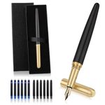 Cobee Handcrafted Wooden Fountain Pens Set, Vintage Luxury Wood Fountain Pen 0.5mm Fine Point Smooth Writing Pen With 12 Ink 2.6 mm Cartridges and Gift Box for Journaling Calligraphy Supplies(E)