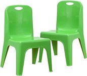 Flash Furniture 2 Pack Green Plastic Stackable School Chair with Carrying Handle and 11" Seat Height