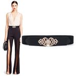 Sunkizzrs® Women Stylish Elastic Embellished Waist Belt Decorative Stretch Waist Band (Free Size) (Style 3, Black)