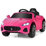 COSTWAY Electric Kids Ride On Car, 12V Battery Powered Compatible Maserati Toy Vehicle with Two Motors, Remote Control, Lights, USB, Horn and Music, Gift for 3+ Years Old Boys Girls (Pink)