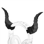 Geekria 3D Printed Demon Horns for Over Ear Headphone, Handmade Devil Horns Headband, Headphone Adjustable Accessories, Cosplay Ears Attachment in Various Dress Up Party Halloween (Black)