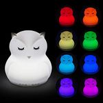 Tianhaixing Animal-Shaped Big Night Light for Children/Adults, Rechargeable LED Soft Silicone (BPA Free) Bedside Lamp, Adjustable Brightness and 9 Colors by Touch Control & Remote Control (Big Owl)