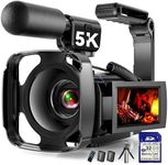 5K Video Camera Camcorder, 64MP Vlogging Camera for YouTube with 3" 270° Rotatable Touch Screen, 16X Zoom Digital Camera with IR Night Vision, WiFi & Webcam, 32GB Card + 2 Batteries + Mic Included