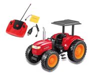 The Pampam Black Remote Control | Rechargeable Farm Tractor with Trailer 1/24 Scale 2.4Ghz RC Construction Truck with Light Electronic Farmer Tractor Toy for Kids Boys & Girls (Multicolor)