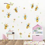 ufengke Yellow Bee Wall Stickers Flower Beehive Branch Wall Decals Art Decor for Kids Bedroom Nursery Playroom