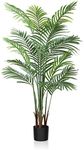 CROSOFMI Artificial Areca Palm Tree 5Feet Fake Tropical Palm Tree, Perfect Faux Dypsis Lutescens Plants in Pot for Indoor Outdoor House Home Office Garden Modern Decoration Housewarming Gift