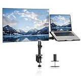 suptek Monitor Arm with Laptop Tray, Fully Adjustable VESA Mount for 13 to 27 inch LCD LED Screen & up to 17 inch Notebook, Monitor Arm Desk Mount MD6432TP004