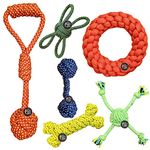 The Pets Company Dog Toys for Adult Dog, Teeth Cleaning & Training (Ring + Spider 4 Leg + Dog Bone + Dumbell + Tug with Grip + Butterfly), Dog Rope Toy Combo of 6 for Medium & Large Dogs