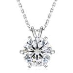 KRKCLIFE Diamond Pendant Necklace for Women, 3 CT Moissanite Solitaire Chain in White Gold, 925 Sterling Silver, 6 Prong-Setting D Color VVS1, GRA Certificate, 18+2 inches, Gift Box, Gift for Her