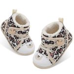 JOINFREE Baby Boys Boots for Winter Snow Baby Girls Indoor Shoes Non-Slip Toddlers Warm Booties for Inoor Outdoor Leopard 6-12 Month Infant