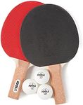 JOOLA Essentials Duel 2-Player Table Tennis Racket Set with 2 Ping Pong Paddles & 3 Balls - Pips Out Hardbat Ping Pong Rackets Great for All Playing Levels & Ages - White Ping Pong Balls