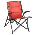 TIMBER RIDGE Heavy Duty Collapsible Padded Armrests Cup Holder Foldable Outdoor Lounge Chairs for Beach, Fishing, Lawn, 22.24" x 18.31" x 35.43", Red