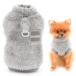 SMALLLEE_LUCKY_STORE Pet Sherpa Fleece Jumper Vest Sweaters Turtleneck Pullover with D-ring Soft Sweatshirt for Small Dogs Cat Puppy Boy Girl Yorkie Chihuahua Warm Fall Winter Clothes,Grey,L