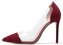 SAMMITOP womens Stiletto,pumps, Burgundy, 7