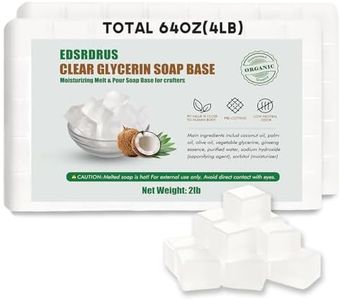 EDSRDRUS 4LB Unscented Glycerin Soap Base DIY Handmade Soap Moisturizing Melt and Pour Soap Base for Crafting, Vegetable Glycerin & Coconut Oil, Easy to Cut (Clear, 4LB)