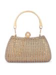 TOOBA Women Gold Handcrafted Beautiful Bling Box Clutch Bag