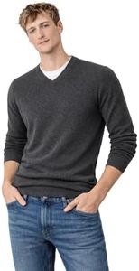 State Cashmere Men's Essential V-Neck Sweater 100% Pure Cashmere Classic Long Sleeve Pullover (City Smoke, X-Large)