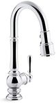 KOHLER Artifacts Single-Hole Kitchen Sink Faucet with 16" Pull-Down spout and Turned Lever Handle, DockNetik Magnetic Docking System, and 3-Function sprayhead Featuring Sweep and BerrySoft Spray
