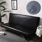 LINGHAN Sofa Cover,Stretch,Thick Fabric,Armless Sofa Slipcover,Waterproof Futon Cover,Folding Sofa Bed Cover,3 Seater Couch Protector,Solid Color,Leather