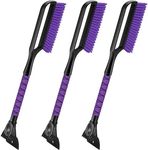 Odoland 3 Pack 27" Snow Brush with Detachable Ice Scraper for Car Windshield Window, Snow Removal Tool with Ergonomic Foam Grip, Detachable Snow Scrapers for Cars, Trucks, SUVs, Purple