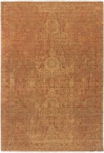 Hauteloom Meora Wool Living Room, Bedroom Area Rug - Floral Medallion Distressed Abstract Border - Traditional Oriental Transitional Indian Boho - Tan, Rust, Orange, Brown, Gold - 8' x 10'