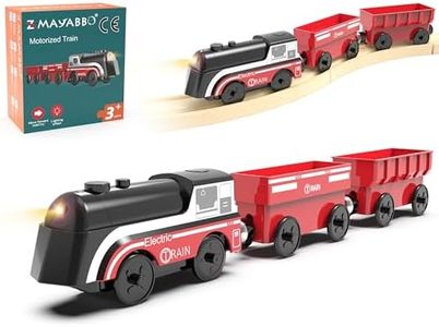 Battery Operated Train for Wooden Track, Motorized Train for Toddlers 3+ Years Old, 3Pcs Trains Toy Set Electric Trains Compatible with Thomas, Brio, Chuggington, Melissa and Doug