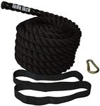 Iron Jack Battle Rope 1.5 Width Poly Dacron 40 FT Length Exercise Strength Core Heavy Duty Training Abdominal with Anchor Muscle Toning Metabolic Workout