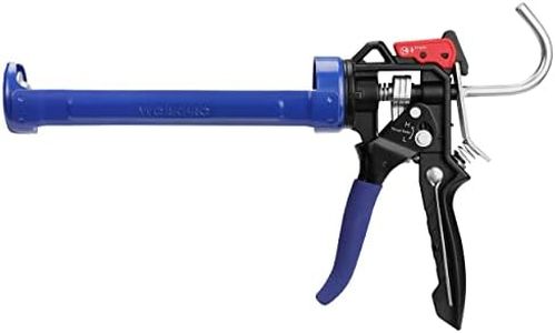 WORKPRO Sealant Caulking Gun-9:1 & 18:1 Thrust Ratio Adjustable, Anti-Dripping Regulating Silicone Gun, Manual Cartridge Rod Cradle, Smooth Round Rod for 10oz Caulk Tubes