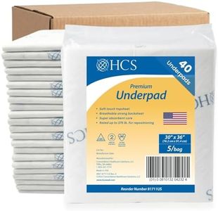 HCS Gel-Filled Disposable Underpads 30x36, Bulk 40ct - 375lb Ultra Absorbent Medical Bed Pads, Disposable Adult Chucks Pads - USA Made Large Incontinence Bed Pad - Elderly, Baby, Adult Pee Pad (White)