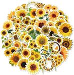 Sunflowers Stickers for Teens Kids Boys Girls|50 Pcs|Exquisite Waterproof Vinyl Stickers for Waterbottles Notebook Laptop Tablet Computer Cup Luggage Phone,Cartoon Flower Decals Pack(Sunflowers-50Pcs)