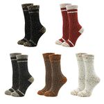 Bienvenu 5 Pairs Winter Warm Boot Socks for Women, Crew Cotton Slouchy Socks, Soft Dress Colorful Fall Socks, White, White, One Size