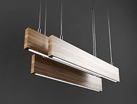 Acco LED 4 Feet Luxury Hanging Wooden Light - Modern Pendant Light Fixture for Home and Office - Dark and Light Wood Shades - Adjustable Height - Efficient Lighting(Dark Wood - Neutral White- 4500K)