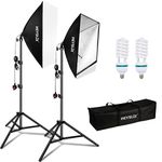 Heysliy Softbox Lighting Kit, Photography with 150W 5500K Daylight Bulb & E27 Socket, Studio Light for Fashion Portrait, Product Photography, Video Shooting, Live Stream, 2 x 20'' x 28''