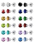 Cubic Zirconia Hypoallergenic Stud Earrings for Women Men Girls Statement Cartilage Surgical Steelearrings 12 Pairs