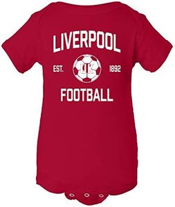 UGP Campus Apparel Liverpool Home Kit World Classic Soccer Football Arch Infant Creeper Bodysuit - 18 Month - Red