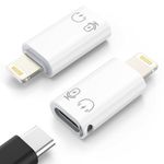 MoKo USB C to Lightning Adapter, Lightning Male to USB C Female Adapter Compatible with iPhone 14/13/12/11 Pro Max/iPad/iPod/AirPods, Support Charging, Data Transfer, Headphones & OTG Function, White