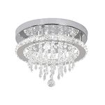 Modern K9 Crystal Chandelier 3 LED Lights Stainless Steel Pendant Lamp Flush Mount Light Fixtures for Dining Room Bathroom Bedroom Living Room (Cool White)