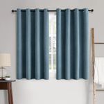 MIULEE Linen Texture Curtains for Bedroom Solid 100% Blackout Thermal Insulated Dusty Blue Curtains Grommet Room Darkening Curtains/Draperies Luxury Decor for Living Room Nursery 52x63 Inch (2 Panels)