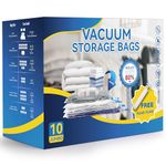 Simple Deluxe 10 Jumbo Vacuum Seal Bags with Hand Pump, Vacuum Storage Bags, Space Saver Bags for Comforters, Blankets, Bedding, Pillows, Clothes